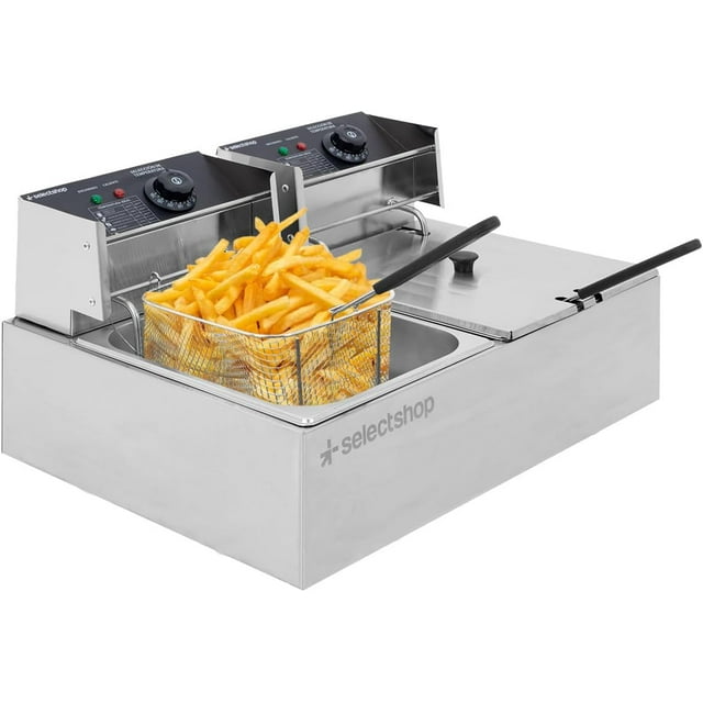 Freidora Aceite Eléctrica Doble 12 Lt Industrial 2500w Acero Inoxidable