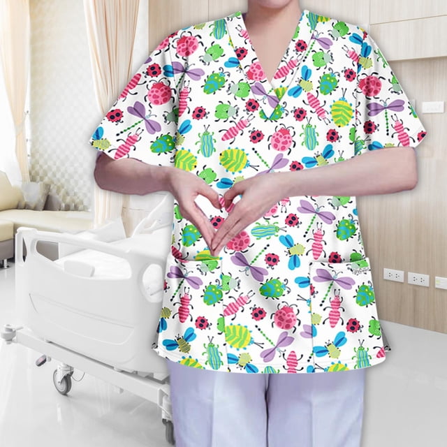 Top exfoliante con cuello en V para mujer, ropa de trabajo suave y ligera, uniforme de trabajo de enfermera, camisa para SPA, cosmetología, tienda de