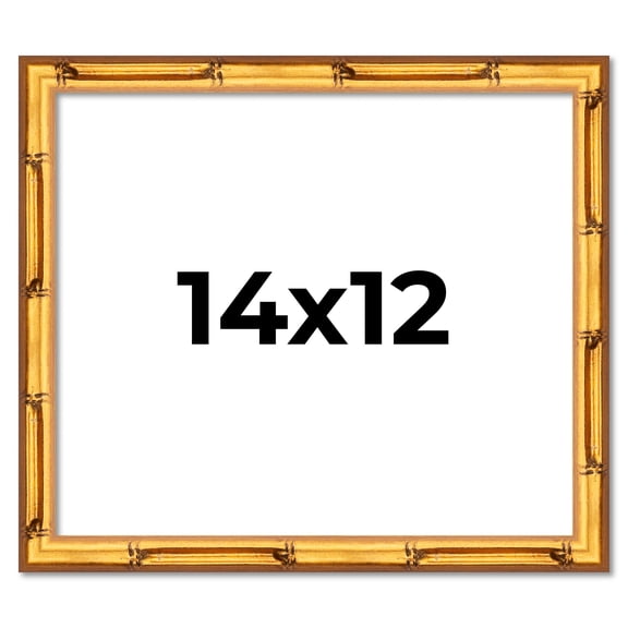 14x12 Frame Gold Bamboo Solid Wood Picture Frame | 1 Inch Moulding Width | Interior Frame Depth