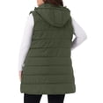 thumbnail image 3 of Agnes Orinda Women's Plus Size Quilted Long Vest Hooded Zip up Puffer Jacket with Pockets 2X Army Green, 3 of 6