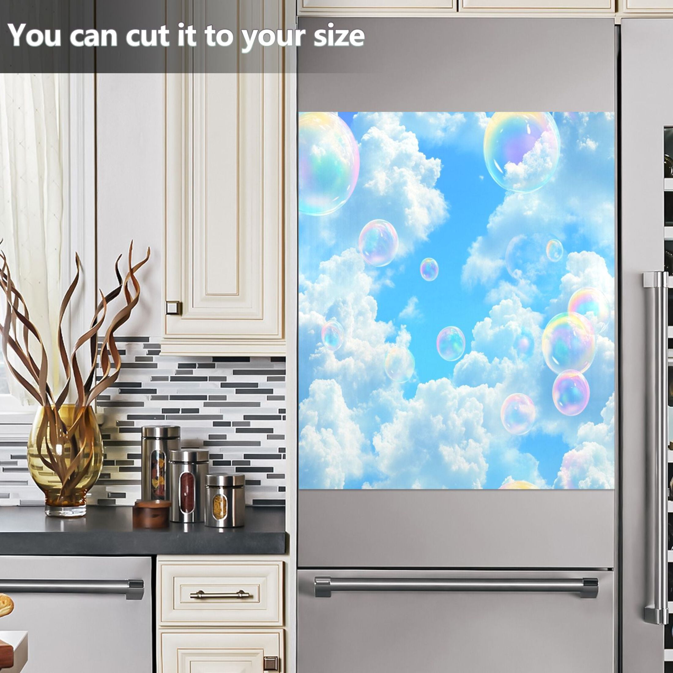 Dishwasher Magnetic Sticker 23x26 Inch Refrigerator Magnetic Sticker Washing Machine Magnetic Sticker Kitchen Panel Magnetic Sticker Home Decor White Cloud Bubble