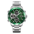 thumbnail image 2 of Reloj de cuarzo digital para negocios, para hombres y mujeres, con correa de acero inoxidable, resistente al agua hasta 30 metros, función de fecha y alarma, elegante reloj de pulsera formal., 2 of 9