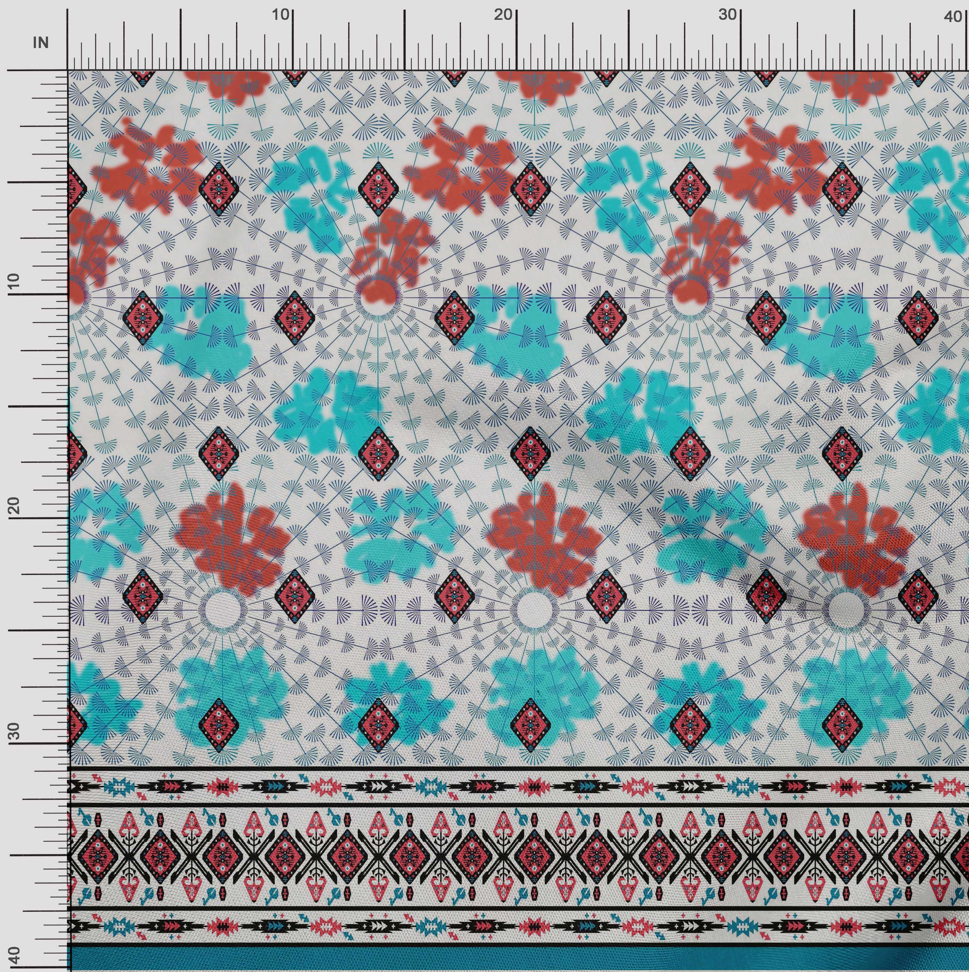 Photo inspiration: Visual Reference: Oneoone Viscose Jersey Turquoise Blue Fabric Geometric Artistic