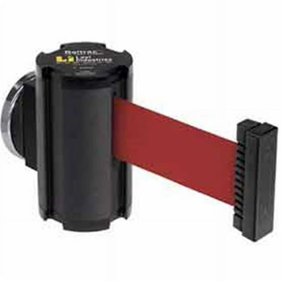 Retractable Belt Barrier, Black, 10 ft Length, No Legend, Wrinkle