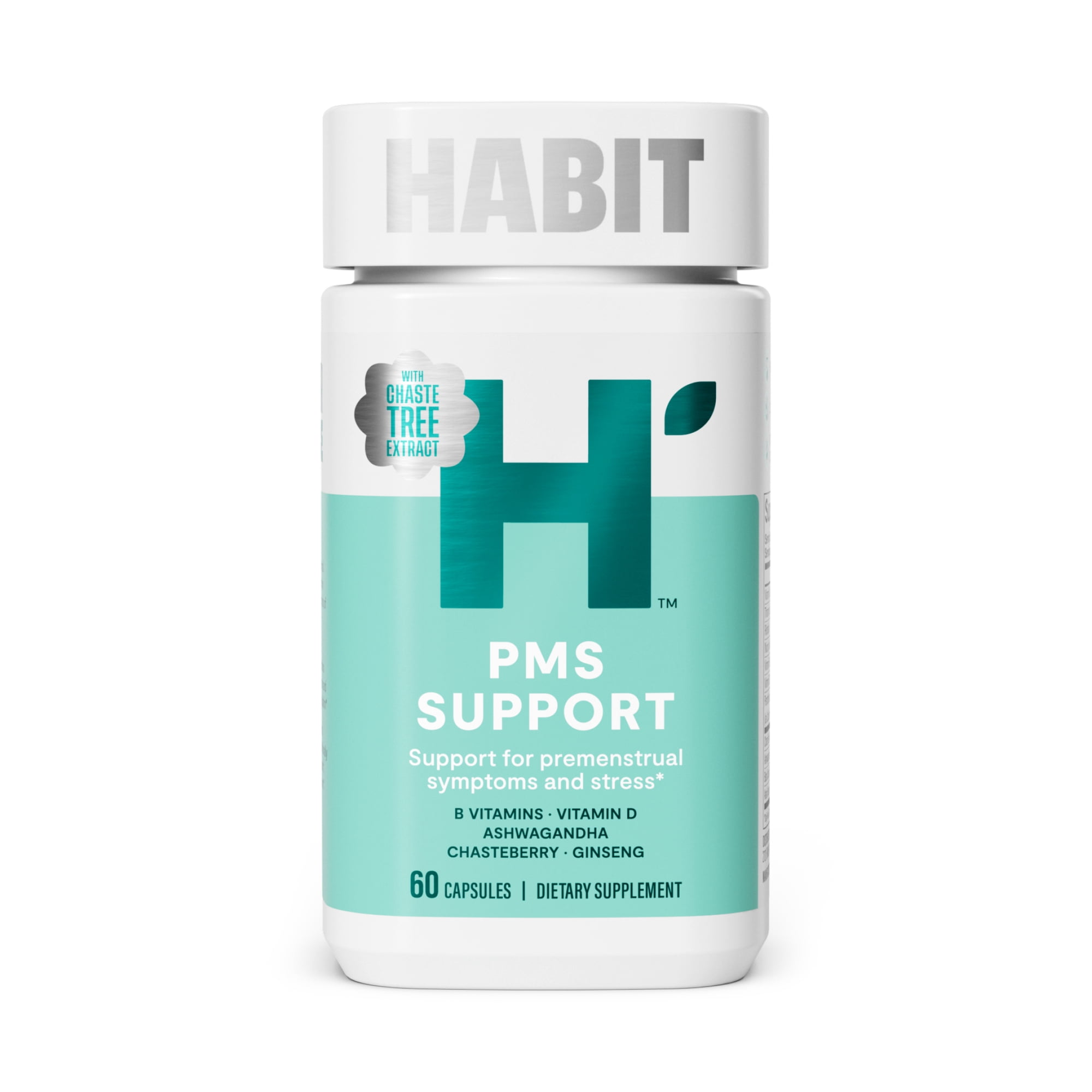 HABIT PMS Support Supplement, Supports Hormonal Balance, Chasteberry, Ashwagandha, 60 Capsules