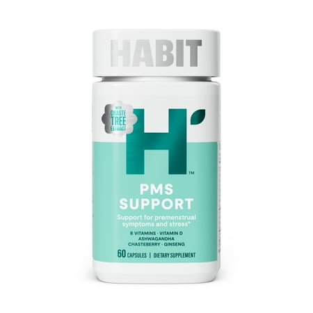 HABIT PMS Support Supplement, Supports Hormonal Balance, Chasteberry, Ashwagandha, 60 Capsules