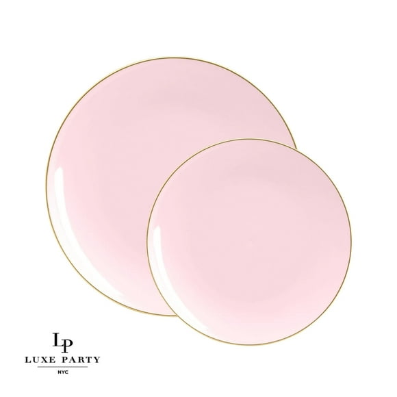 Round Blush • Gold Plastic Plates | 10 Pack 10.25&quot;