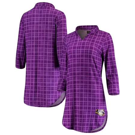 LSU Tigers Women's Best Dressed Plaid V-Neck 3/4-Sleeve Tunic Shirt -