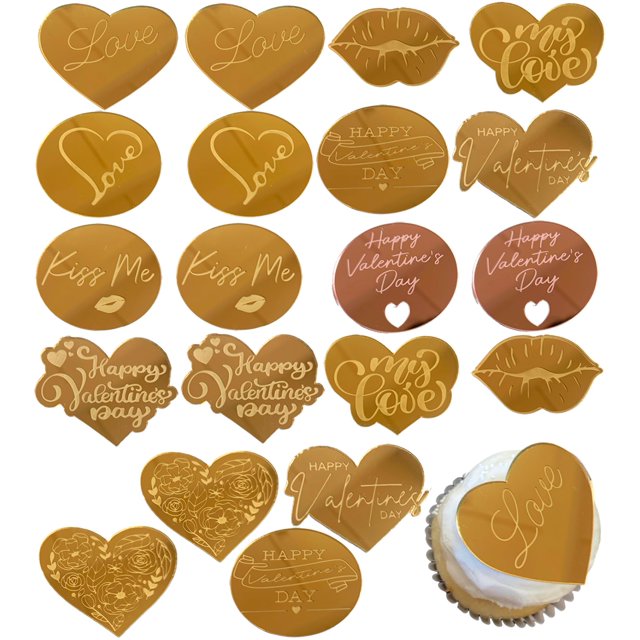 Acrílico dorado Hayooha para el Día de San Valentín, 20 unidades