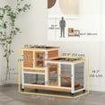 thumbnail image 3 of PawHut Rabbit Hutch, Indoor Bunny Cage with Wheels, Run, Tray, Yellow, 3 of 10