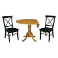 thumbnail image 3 of International Concepts Solid Wood 3-Piece Dining Set with 42 in. Dual Drop Leaf Dining Table and 2 Cross Back Dining Chairs in Oak/Black, 3 of 8