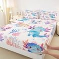 thumbnail image 3 of Castle Fairy Cartoon Axolotl 4 Pieces Queen Sheet Sets for Kids Children,Ocean Marine Animal Ultra Soft Flat Sheet,Cartoon Wildlife Queen Fitted Sheet,Microfiber Bedroom Decor, 3 of 7