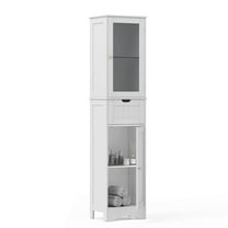 Costway 67" Tall Slim Bathroom Cabinet with 2 Adjustable Shelves 2 Doors and 1 Drawer White