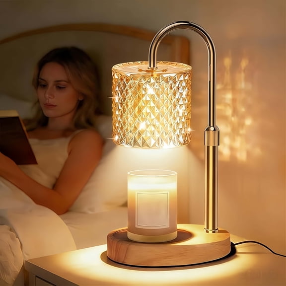 Miserwe Electric Candle Heater, Candle Melting Lamp, With Timer and Height Adjustment, Crystal Lampshade Candle Heating Lamp, Suitable for Cup-shaped Candles, Appropriate for Christmas