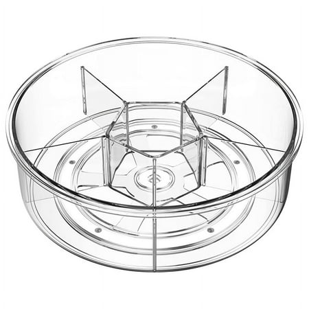 

Symkmb Organizer Clear Acrylic Lazy Turntable Organizer with Dividers for Cabinet/Bathroom/Refrigerator/Kitchen