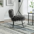thumbnail image 4 of 25.2'' Modern Faux Fur Plush Rocker Chair, Single Leisure Rocker Chair with Black Metal Rocker, Fluffy Upholstered Glider Chair for Living Room, Bedroom, Guest Room, 4 of 7