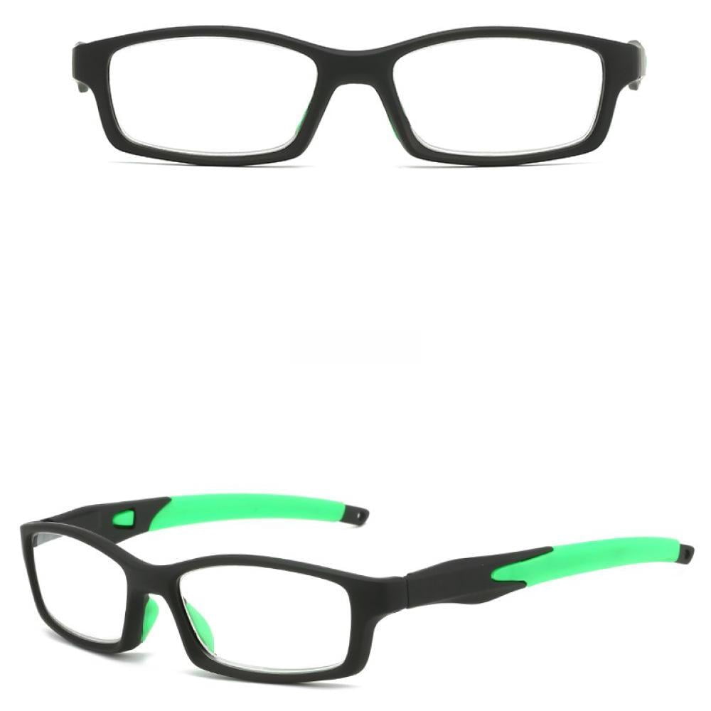 3 Pairs Mens Rimmed Sporty Rectangle Reading Glasses +1.0, Womens Blue Light Blocking Plastic Green Sport Spring Hinge Readers 1.00, Fashion Presbyopia glasses +100 strength