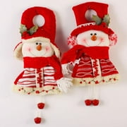Set of 2 Snow Dudes Christmas Fabric Snowman Door Hangers with Jingle Bells 18"