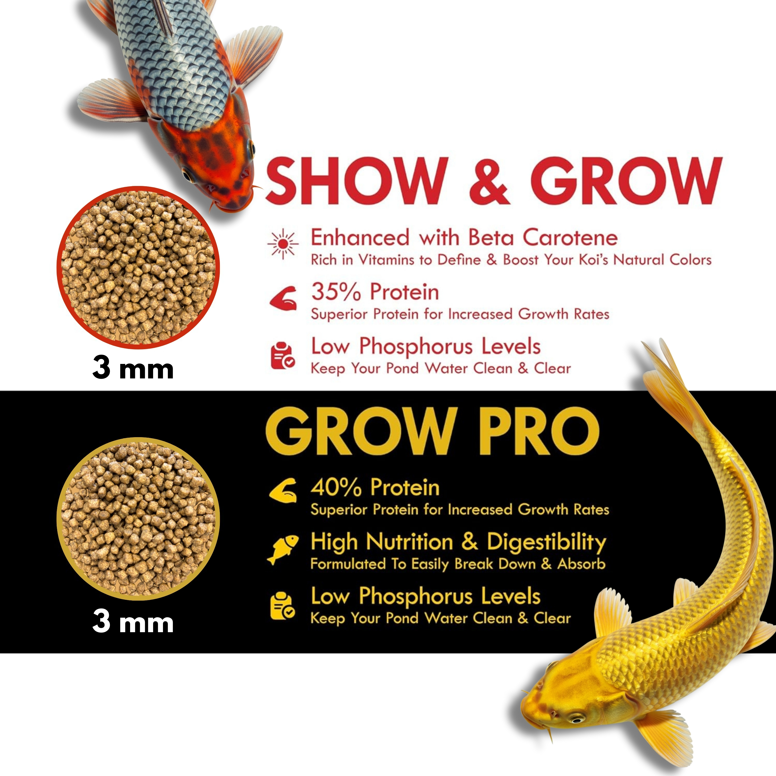 Half Off Ponds Grow Pro Koi & Goldfish 3 mm Food Pellets – 30 lbs Bag