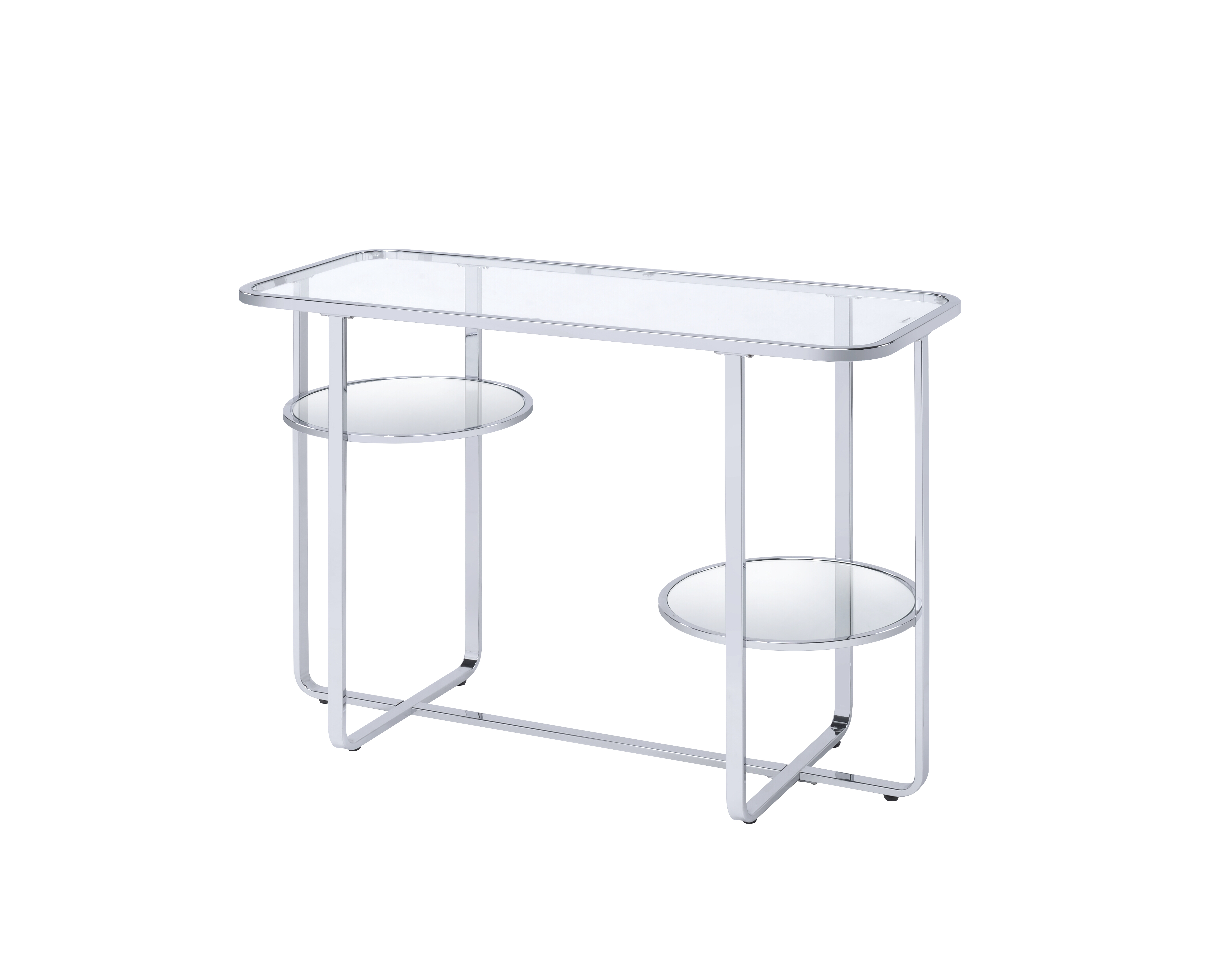 Acme Hollo Rectangular Sofa Table in Chrome & Glass