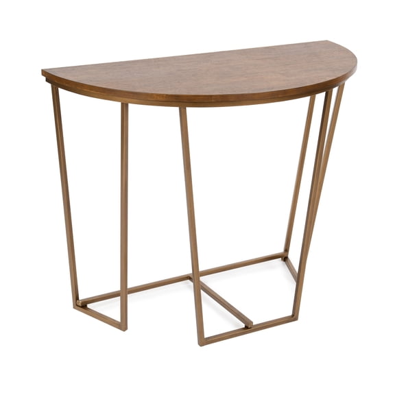 Kate and Laurel Solvay Mid-Century Console Table, 36 x 18 x 29.75, Walnut Brown and Gold, Sophisticated Modern Table for Storage and Display