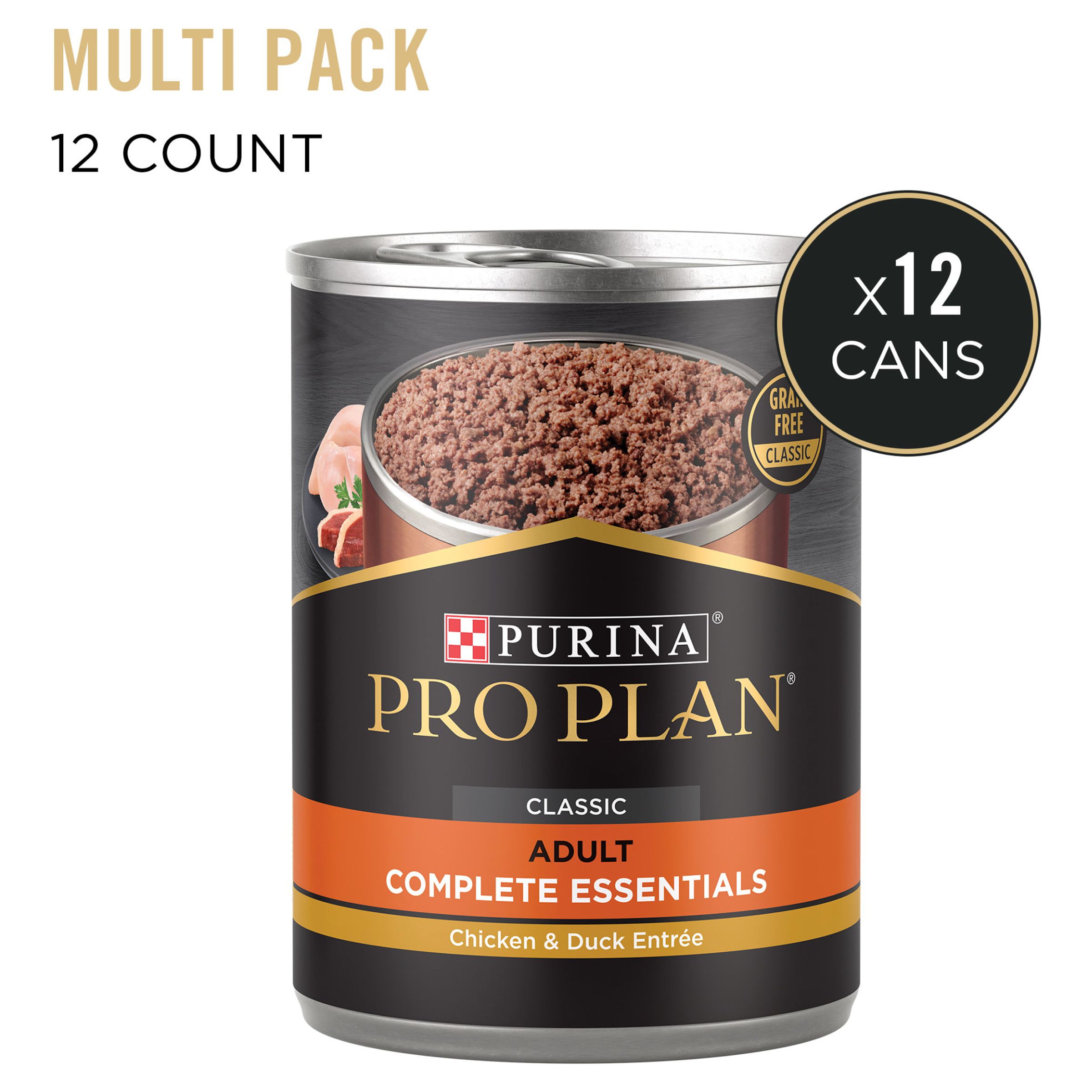 (12 Pack) Purina Pro Plan Grain Free, High Protein Wet Dog Food, COMPLETE ESSENTIALS Classic Chicken & Duck Entree, 13 oz. Cans - image 3 of 10