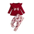 thumbnail image 2 of RXIRUCGD Mode Hauts à Manches Longues Décontractés pour Filles Col Rond Pantalons Longs Imprimés Ensembles (Vin, Taille : 2 Ans), 2 of 5