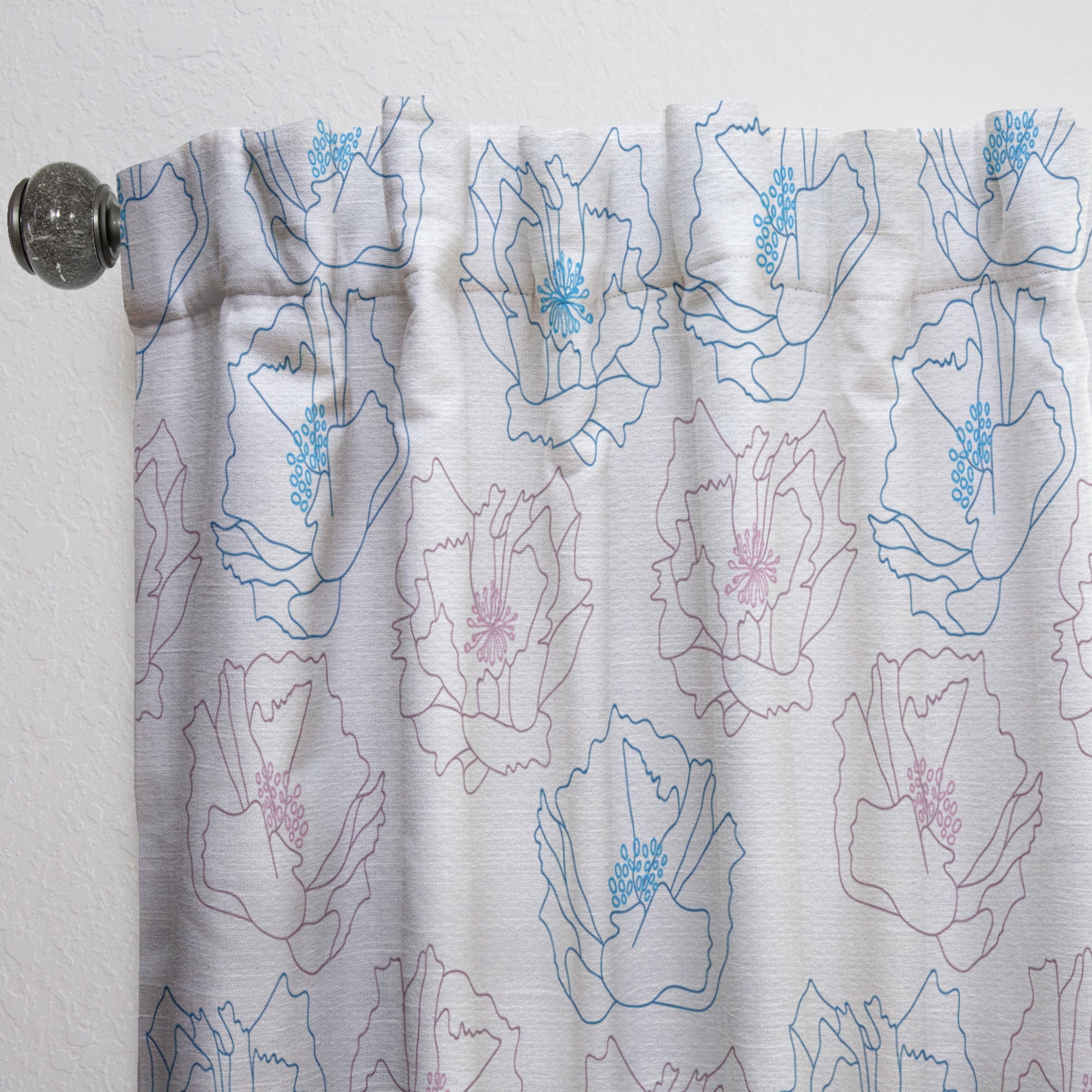 Designart 'Retro Abstract Poppies I' Mid-Century Modern Curtain Panel