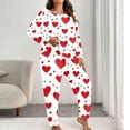 thumbnail image 2 of Lovzfmll Pajama Set for Women, Plus Size Valentine's Day Print Set, Long Sleeve Lounge Top and Pants, Cozy Home Sleepwear Red-A, XL, 2 of 5