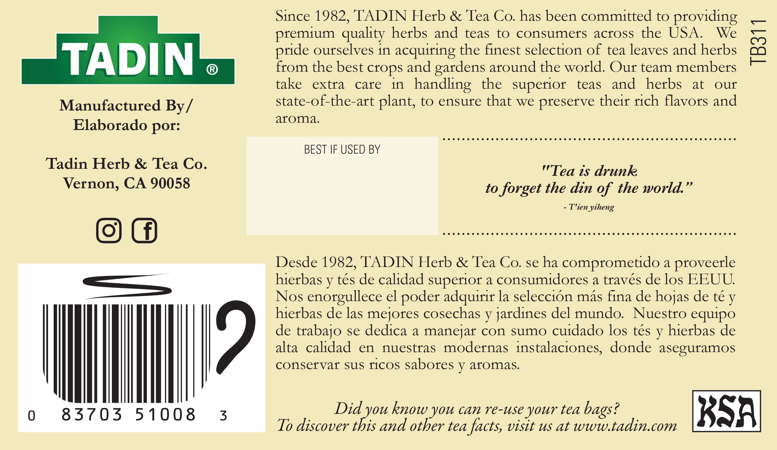 (4 pack) Tadin Chamomile Tea with Anise, Herbal Tea, Caffeine-Free Tea, Herbal Tea Bags, 24 Count, Pack of 1