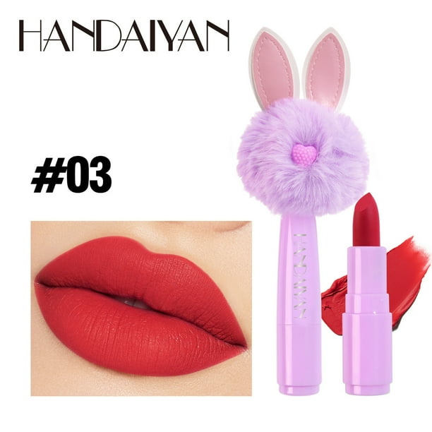 Barra de labios Mini Rabbits Hair de 5 colores, acabado mate aterciopelado, brillo de labios