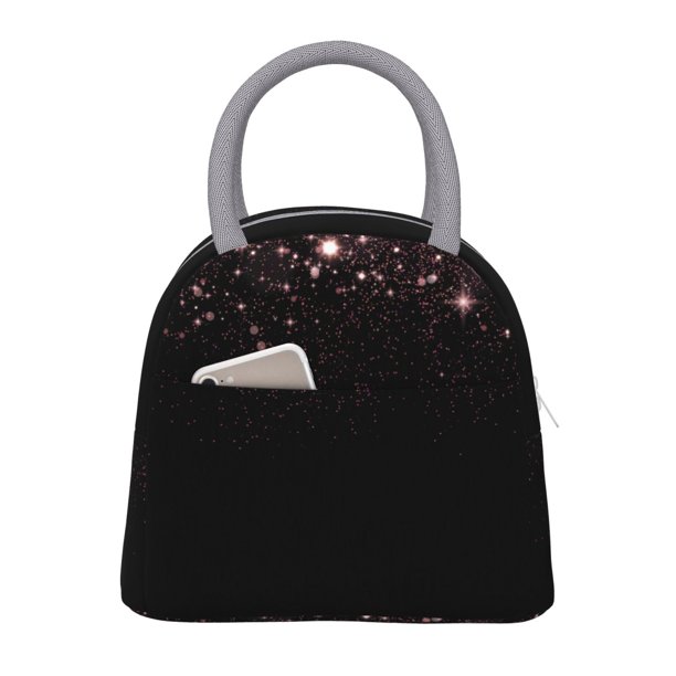 Disketp Sparkling Pink Night Sky Bolsa Térmica para Almuerzo, Lonchera con Abertura Amplia y Gran Capacidad, Organizador Reutilizable para Mujeres, Hombres y Adultos