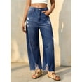 thumbnail image 3 of Women Barrel Leg Casual Jeans Loose Copped Ripped Denim Pants, 3 of 6