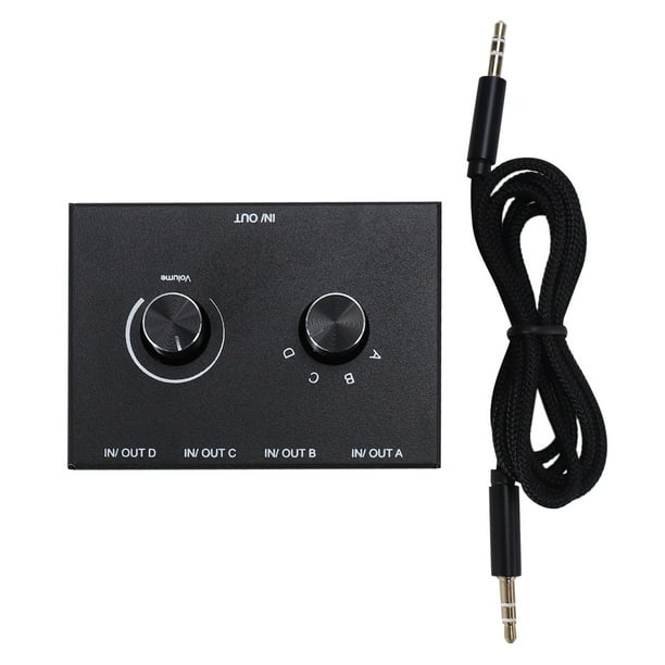 4 Port Audio Switch, 3.5mm Audio Switcher, Stereo AUX Audio Selector, 4