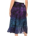 thumbnail image 2 of Sakkas Antonia Women's Skirt Tie Dye Boho Elastic Waist Adjustable Embroidery - Teal - One Size, 2 of 5