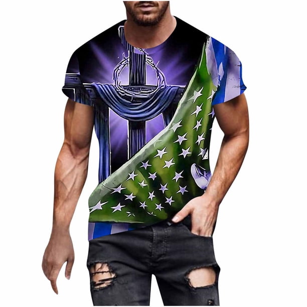 Camisas para Hombre Impresión Casual Top de Moda, Camisas a Rayas para Hombres Ropa de Pascua para Fiestas Y Diarios