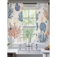 thumbnail image 2 of Blue Coastal Sheer Curtains 72 Inch Length 2 Panels Set Window Treatments, Summer Beach Coral Shell Starfish Vintage Rod Pocket Semi Curtains for Living Room/Bedroom/Kitchen Décor, 104"W x 72"L, 2 of 7