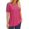 thumbnail image 2 of Sherrylily Women Summer Pleated Button Short Sleeve T-Shirt V-Neck Casual Tops, 2 of 4