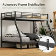 thumbnail image 3 of Soges Twin Over Full Bunk Bed Metal Bed Frame with Ladders, Heavy Duty Sturdy Bed Frame with Safety Guardrail For Adults, No Box Spring Needed, Black, 3 of 9