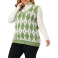 thumbnail image 4 of GRACE & GRANDEUR Women's Plus Size V Neck Sleeveless Pullover Knit Sweater Vest 2X Light Green, 4 of 6