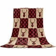 thumbnail image 2 of Winter Christmas Throw Flannel Blanket 50x60In Elk Red and Black Plaid Vintage Super Soft Cozy Bed Blanket, Lightweight Plush Fuzzy Bed Throw for Bedroom Sofa Couch Living Room, 2 of 4