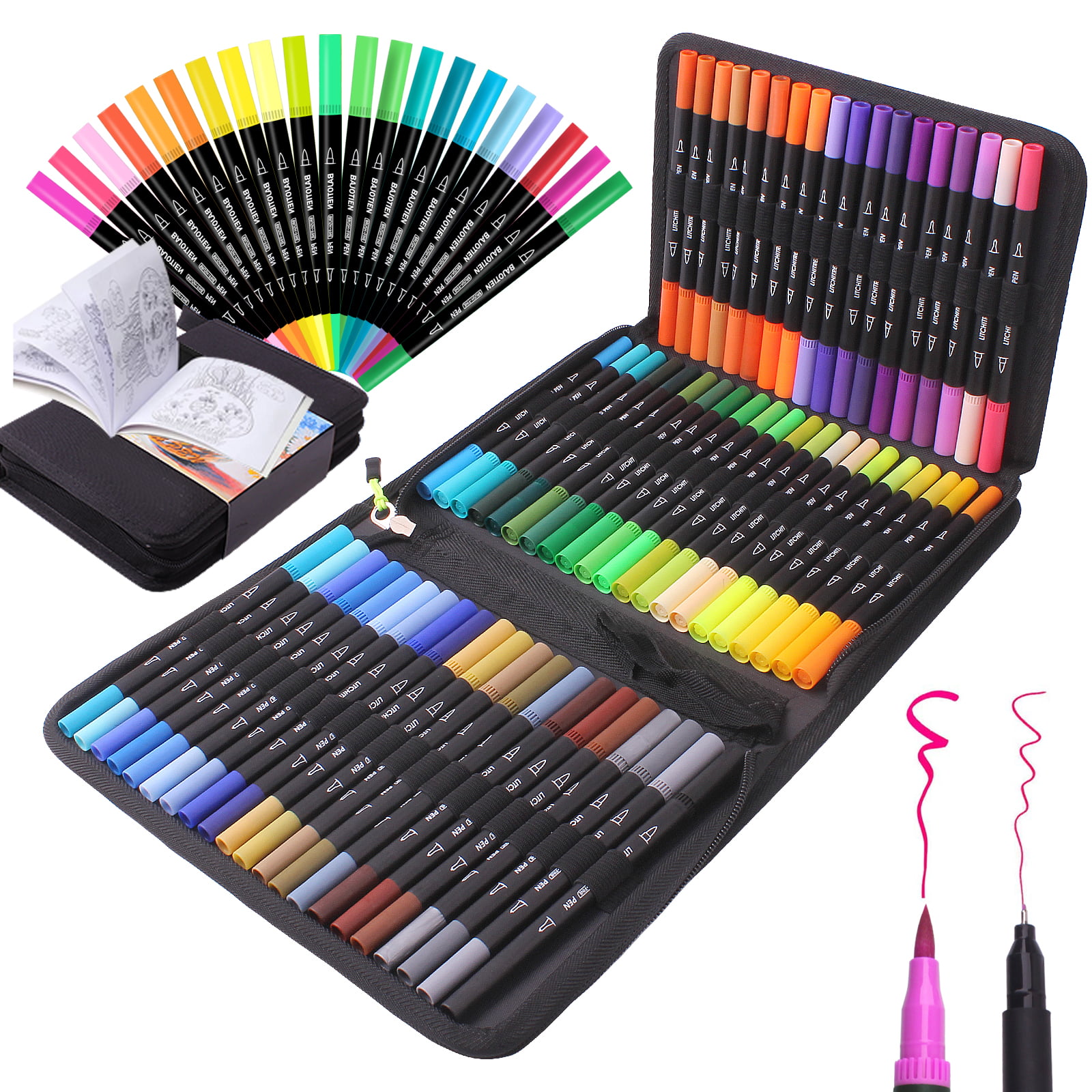 MoneleN Coloring Markers Set for Adults Kids Teen 36 Dual Brush Pens Fine  Tip Art Colored Markers for Adult Coloring Books Bullet Journa