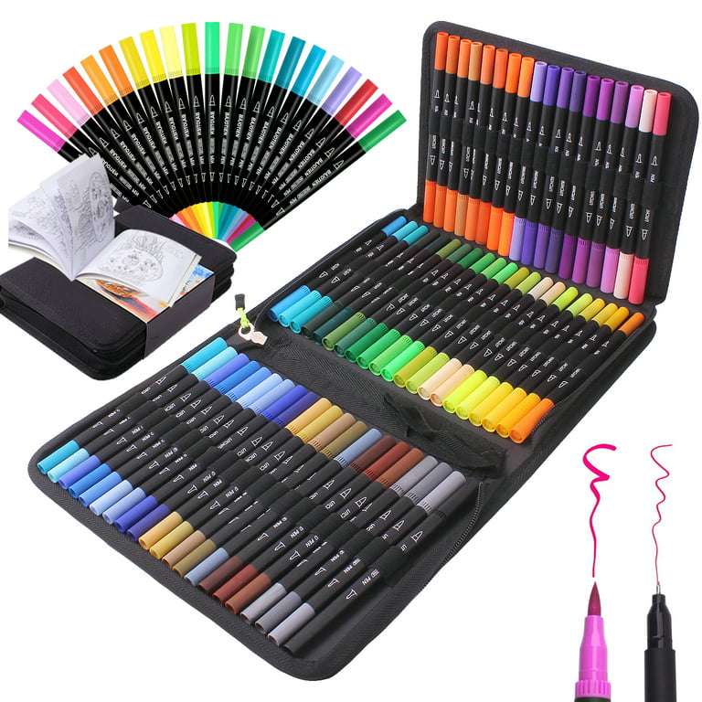 HETHRONE 72 Colors Dual Tip Brush Markers, Calligraphy Markers and Fine Tip  Markers for Coloring Books, Adult & Kids Journal Writing and Calligraphy  Drawing (Color: 72 Colors)
