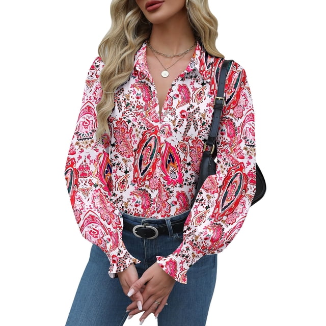 Blusa Zeagoo con estampado de botones para mujer