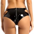 thumbnail image 6 of Lingerie for Women Zipper Split Briefs in High Gloss for Playful Enthusiasts Black S, 6 of 6