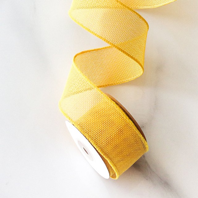 5 Yards Burlap Wired Ribbon,1.57 Inch Burlap Ribbon,Christmas Ribbon Wired,Christmas Tree Decorations,Christmas Wired Edge Ribbon For Gift Wrapping, Xmas Tree Wreaths Decoration,Bow Crafts,Yellow