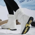 thumbnail image 4 of Camo Snow Boots for Women Front Zipper Winter Outdoor Hiking Shoes Plush Warm Mid Calf Booties Nonslip Trekking High Top Ankle Boots White Size 7, 4 of 7