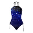 thumbnail image 4 of FhsagQ Ensembles de Maillots de Bain pour Femmes Jeu de Rôle Maillot de Bain Tankini 2 Pcs Maillot de Bain Normal Dos Nu 2 Pcs Imprimé Réglable Couleur Imprimée Bretelles Rembourrées Maillots de Bain Vacances Plage Bleu Foncé L, 4 of 4
