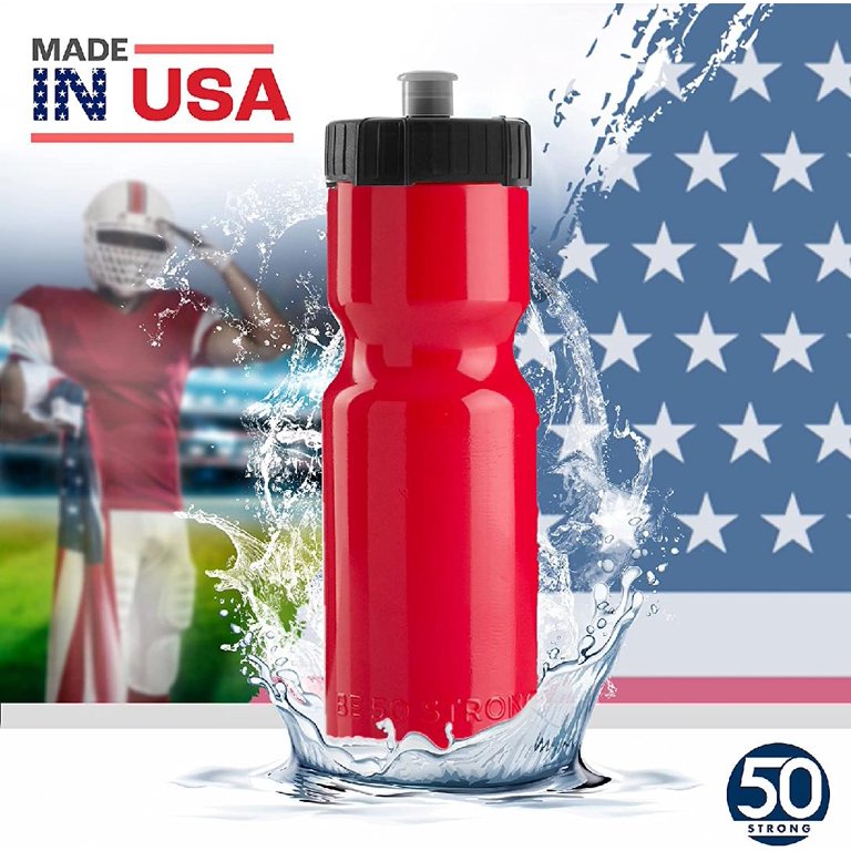 50 Strong 6-Pack of Sports Squeeze Water Bottles - 22 oz. BPA Free Bike & Sport  Bottle with Easy Open Push/Pull Cap – Made in US