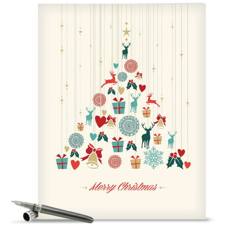 J6017AXSG Extra Large Merry Christmas Greeting Card: 'Happy Holidays' Featuring a Modern Take on Traditional Seasonal Symbols Greeting Card with Envelope by The Best Card